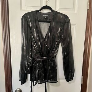 INC International Concepts Sheer Wrap Blouse/Tunic
